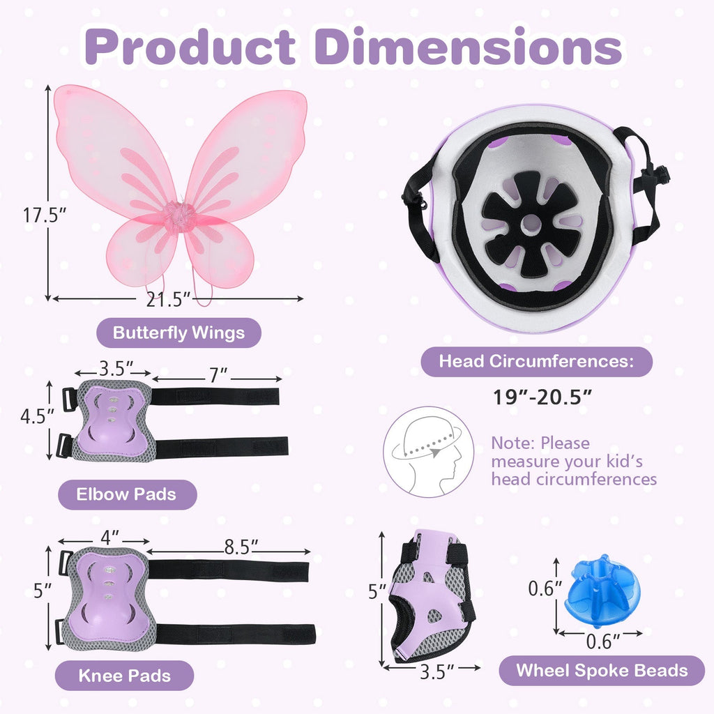 20 Inch Kids Bike with Helmet Protective Set Purple